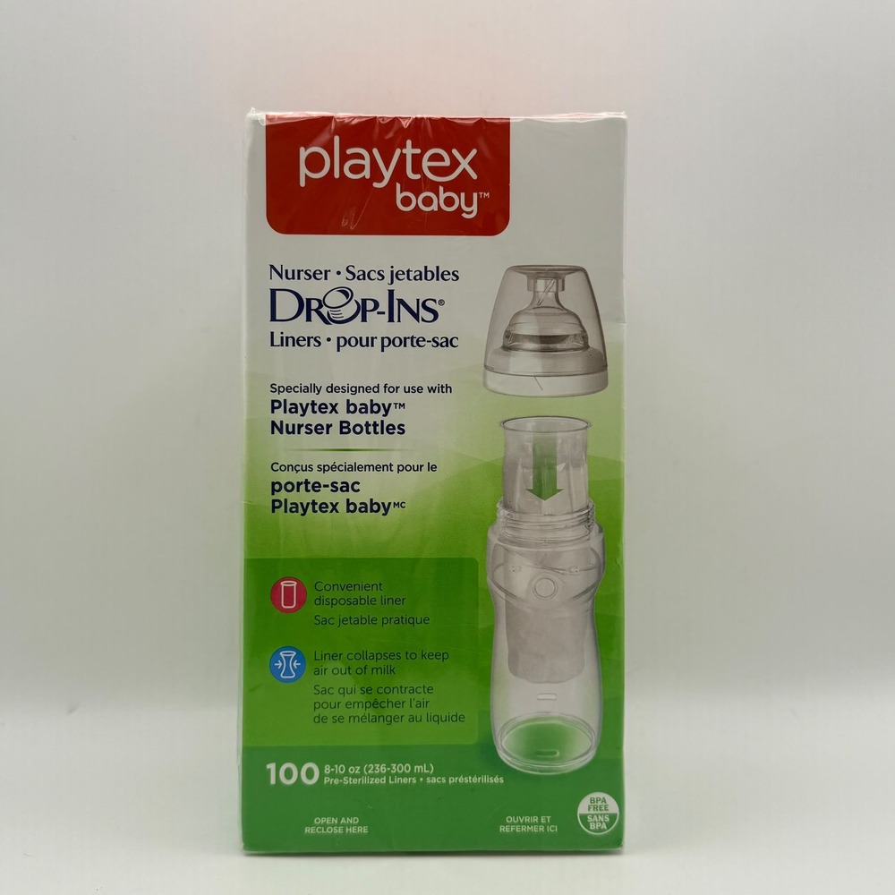 Playtex Baby Drop-Ins Liners 100 Count 8-10 oz Disposable BPA Free New
